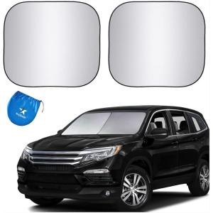 imageEzyShade Windshield Sun Shade with ShieldX Reflective Technology See Vehicle SizeChart Foldable Car Sunshade for Front Windshield Window Car SUV Van Truck Sun Visor Heat Shield Sports S SizeMax Large